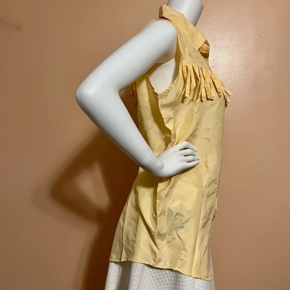 💯% Silk Soft Western Style Frill Button Down - Picture 7 of 10